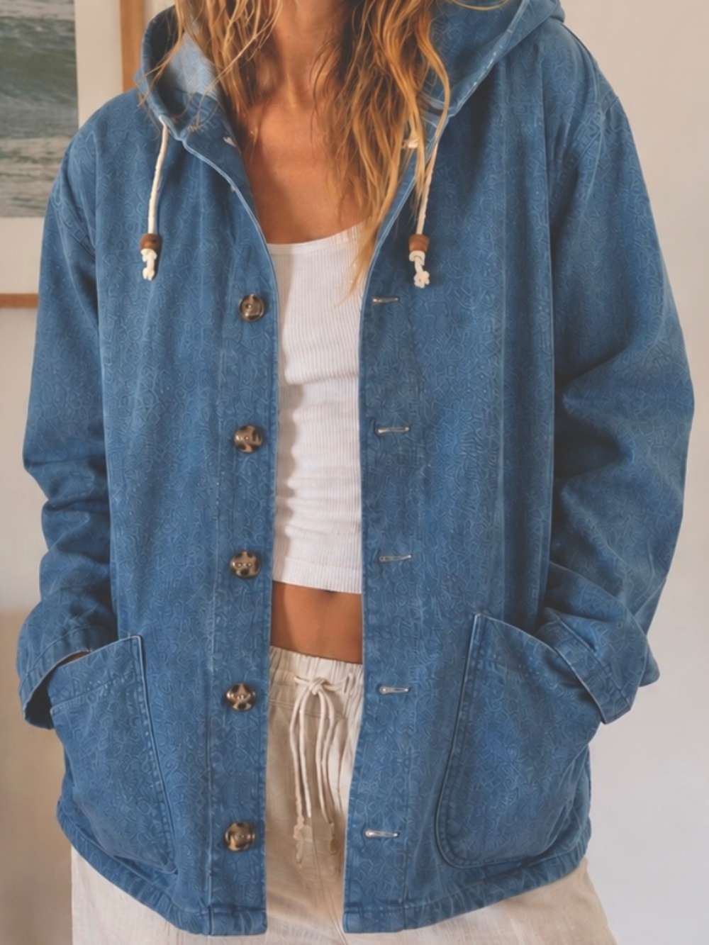 Blue Hooded Jean Jacket - Lightweight Women's Jacket